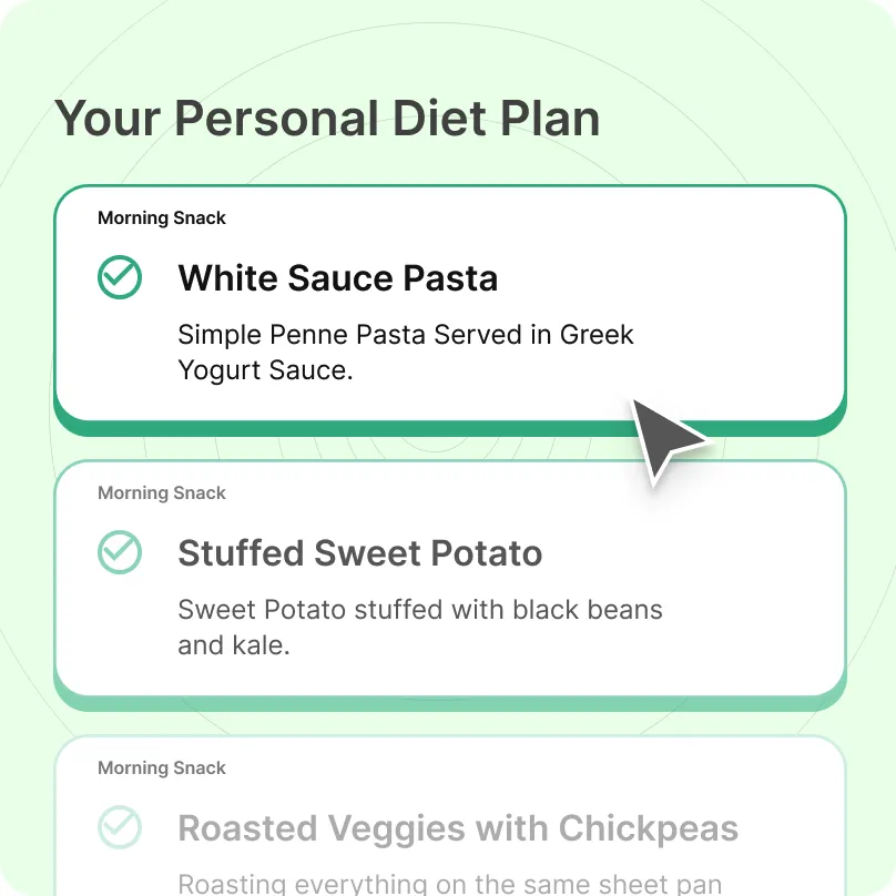 Customized pregnancy meal plan interface