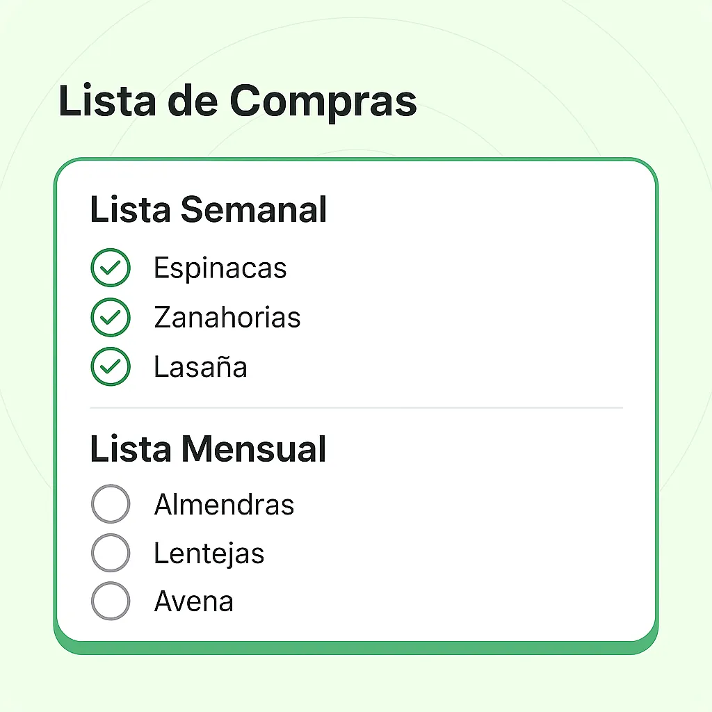 Genera una lista de compras semanal o mensual desde tu plan