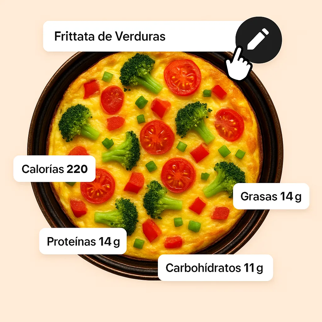 Cuestionario de seguimiento de alimentos con IA e interfaz de establecimiento de objetivos