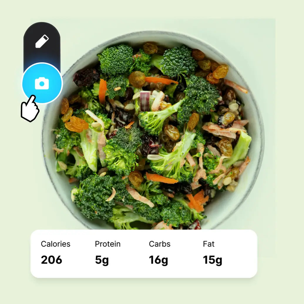 Taking photo of meal interface