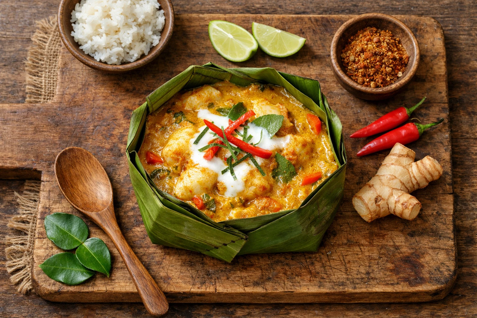 Frisches Amok Trey im Bananenblatt - 280 Kalorien pro Portion