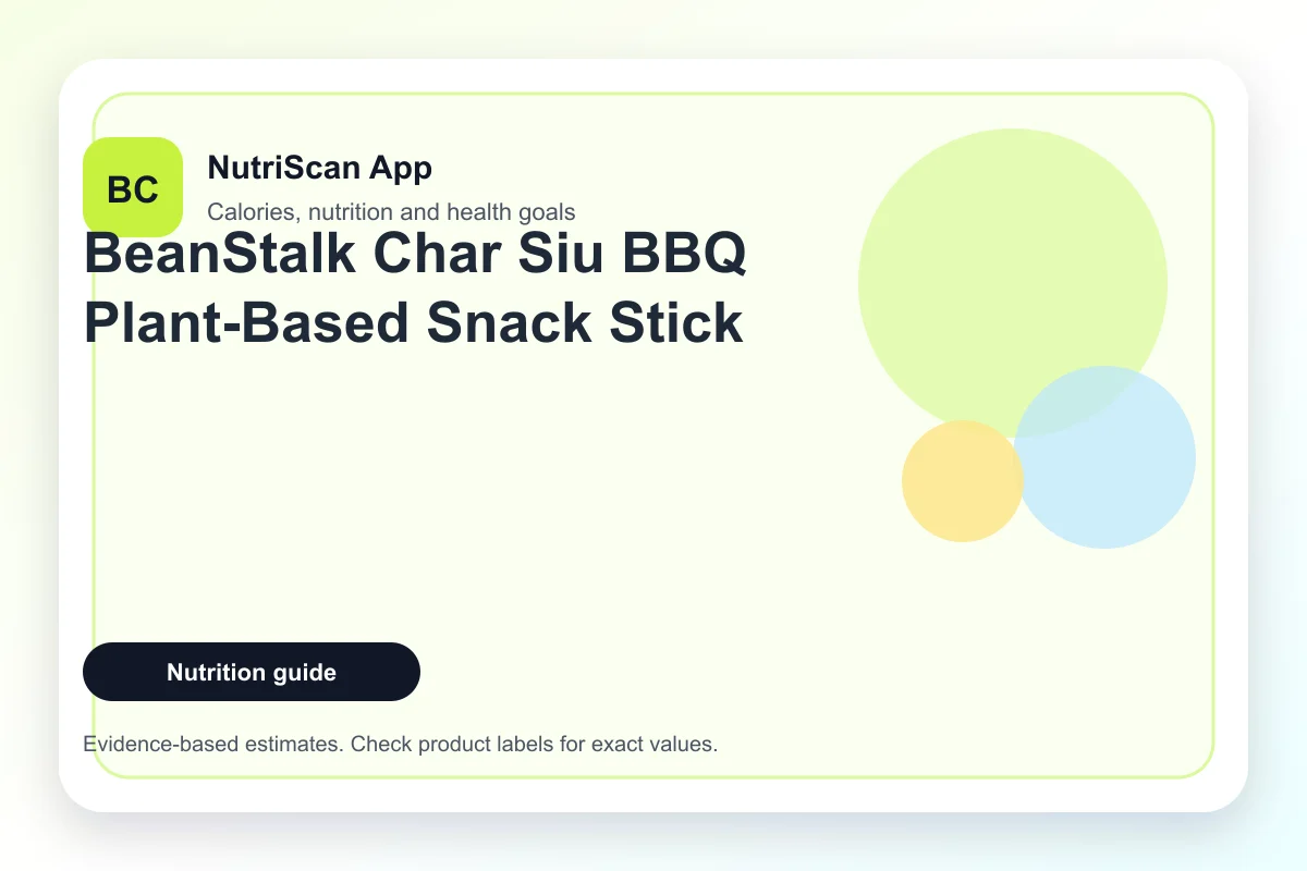 BeanStalk Char Siu BBQ Plant-Based Snack Stick on a rustic wooden board with five-spice and sesame garnish, overhead view