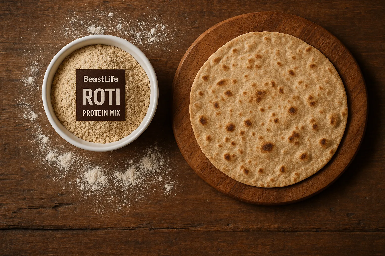 Polvo BeastLife ROTI Protein Mix con roti fresco - 54 calorías por porción