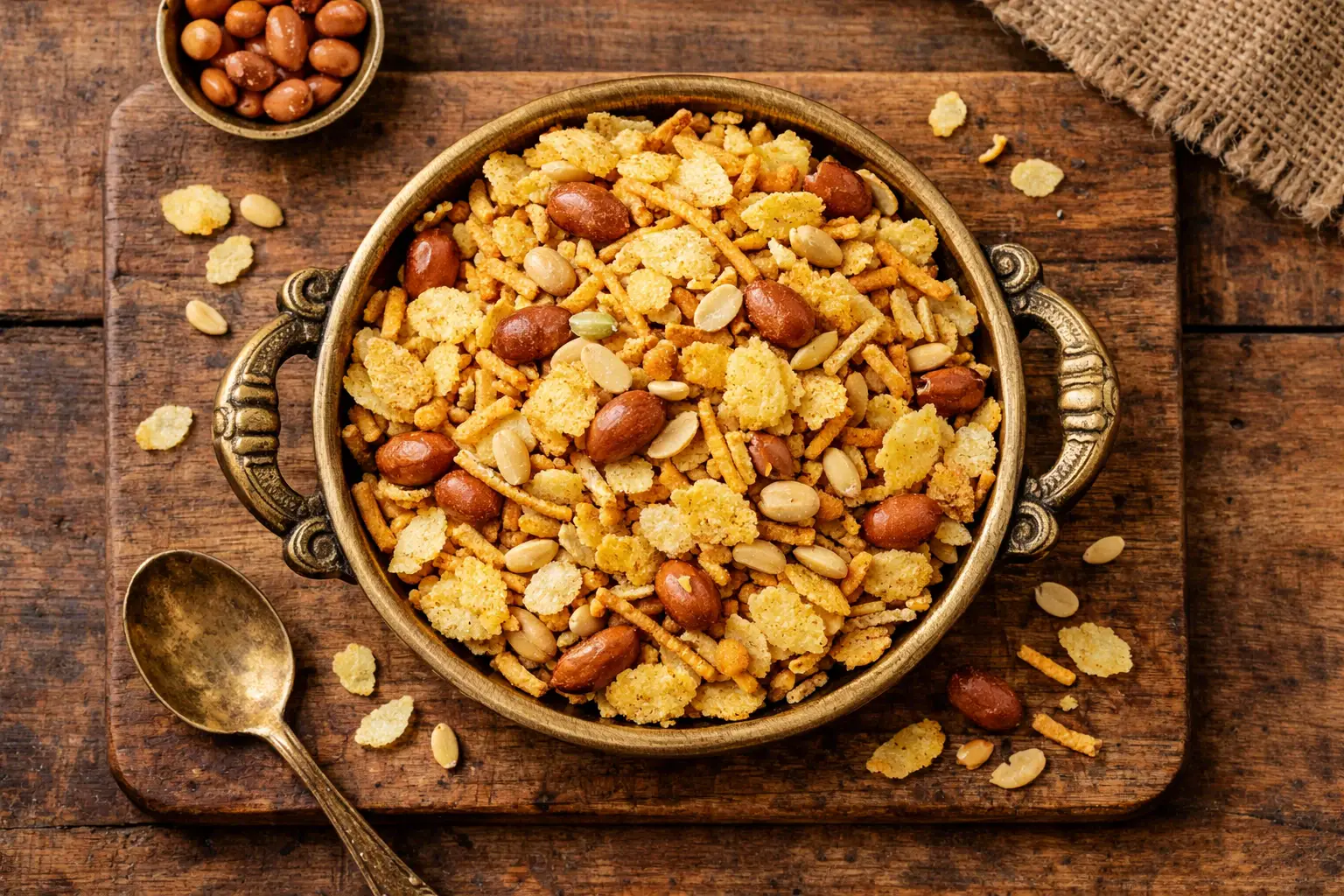 Bikaji Flaky Mix namkeen tostado en bol tradicional - 420 calorías por 100 g