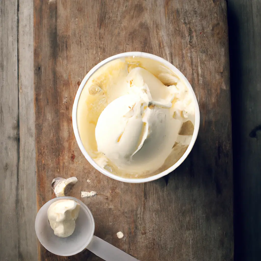 Blue Bell Protein Ice Cream pint with scoop - 110 calories and 8g protein per serving
