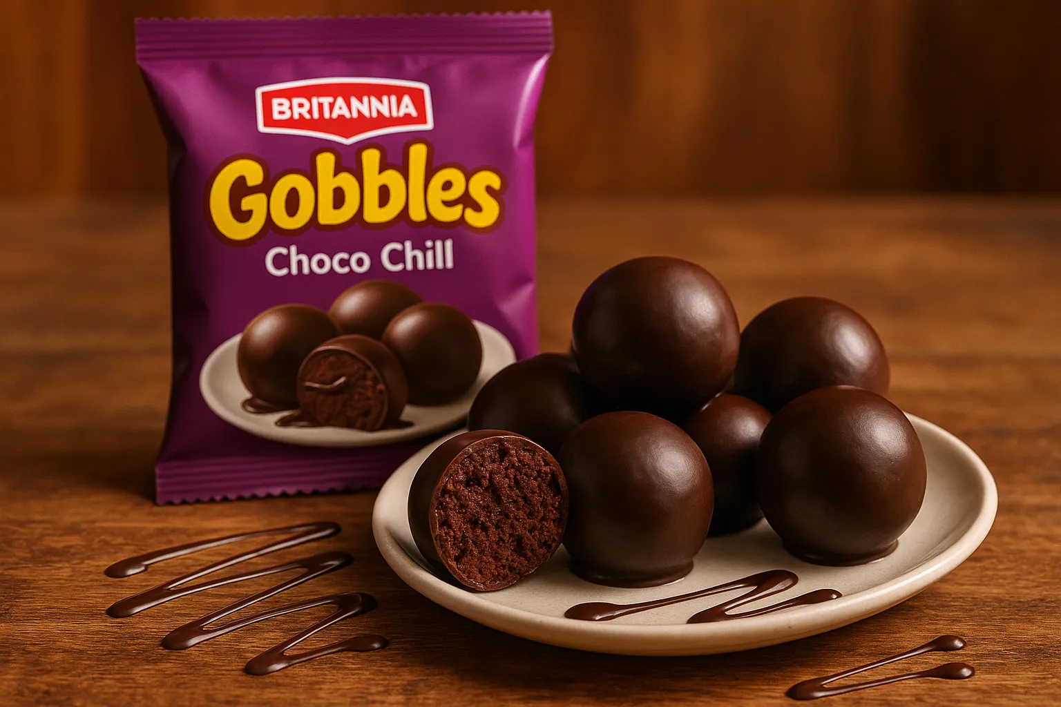 Britannia Gobbles Choco Chill bolitas de pastel de chocolate - 77 calorías por pieza