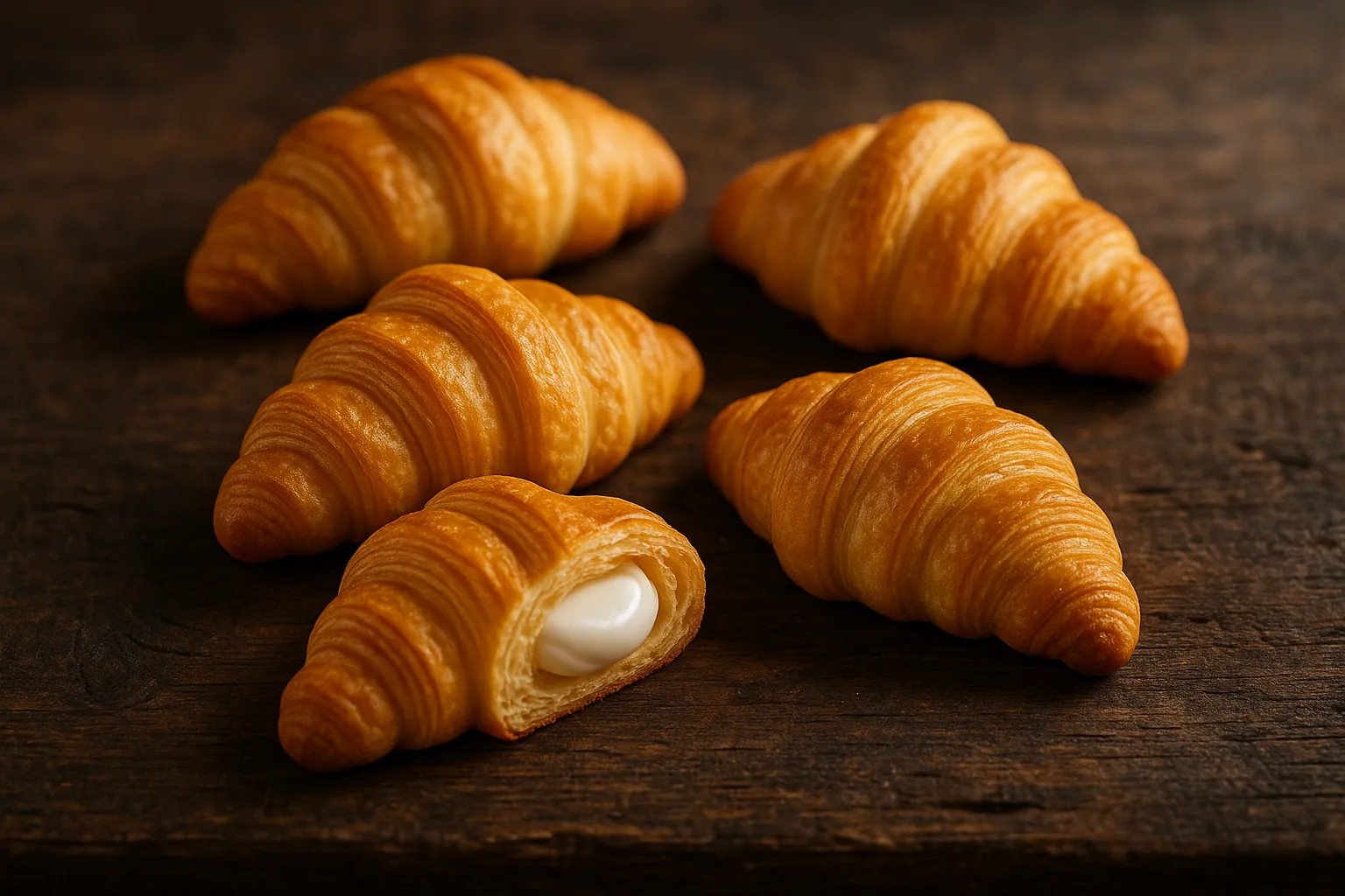 Britannia Treat Croissant cookies on rustic wooden table - 90 calories per piece