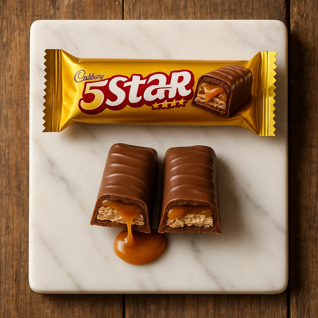 Cadbury 5 Star chocolate bar with caramel layers - 215 calories per bar