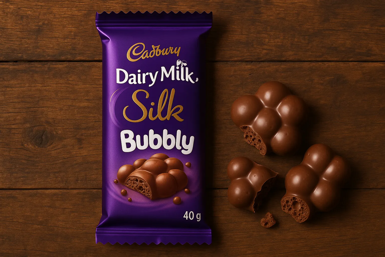 Barra de chocolate Cadbury Dairy Milk Silk Bubbly - 231 calorías por barra de 40g