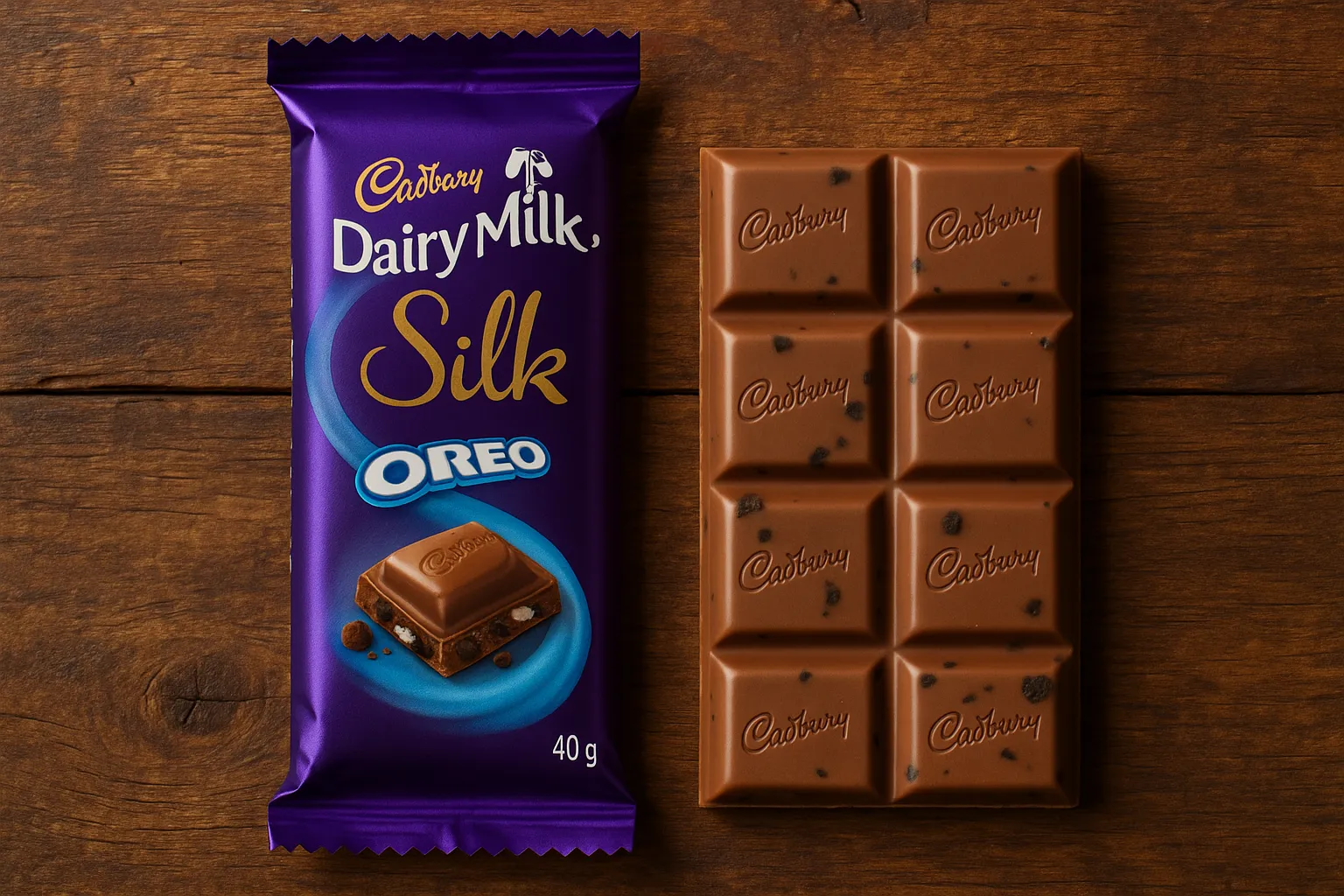 Cadbury Dairy Milk Silk Oreo chocolate bar with Oreo pieces - 240 calories per 40g bar