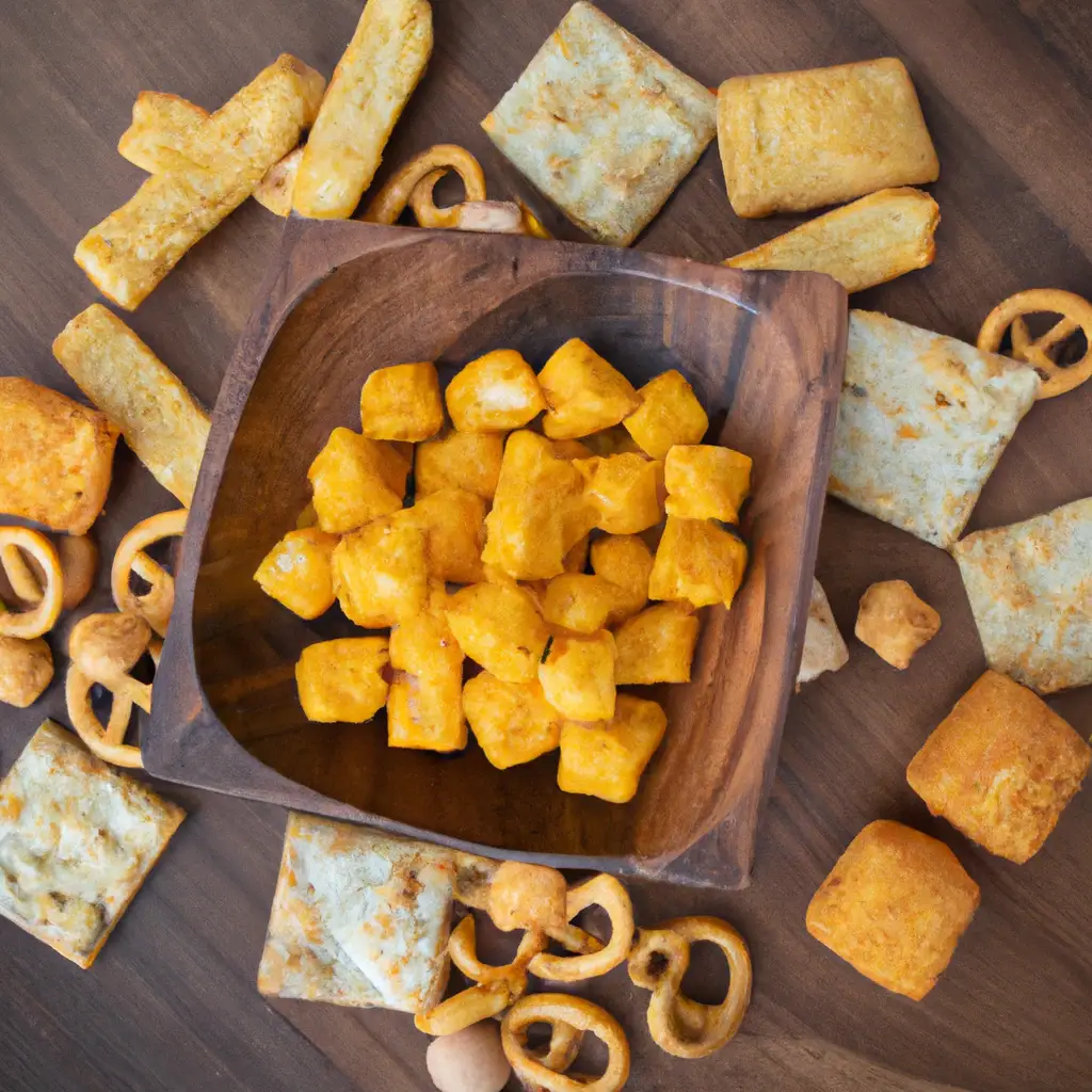 Catalina Crunch Xtreme Cheddar Snack Mix on rustic wooden table - 160 calories per 1/2 cup