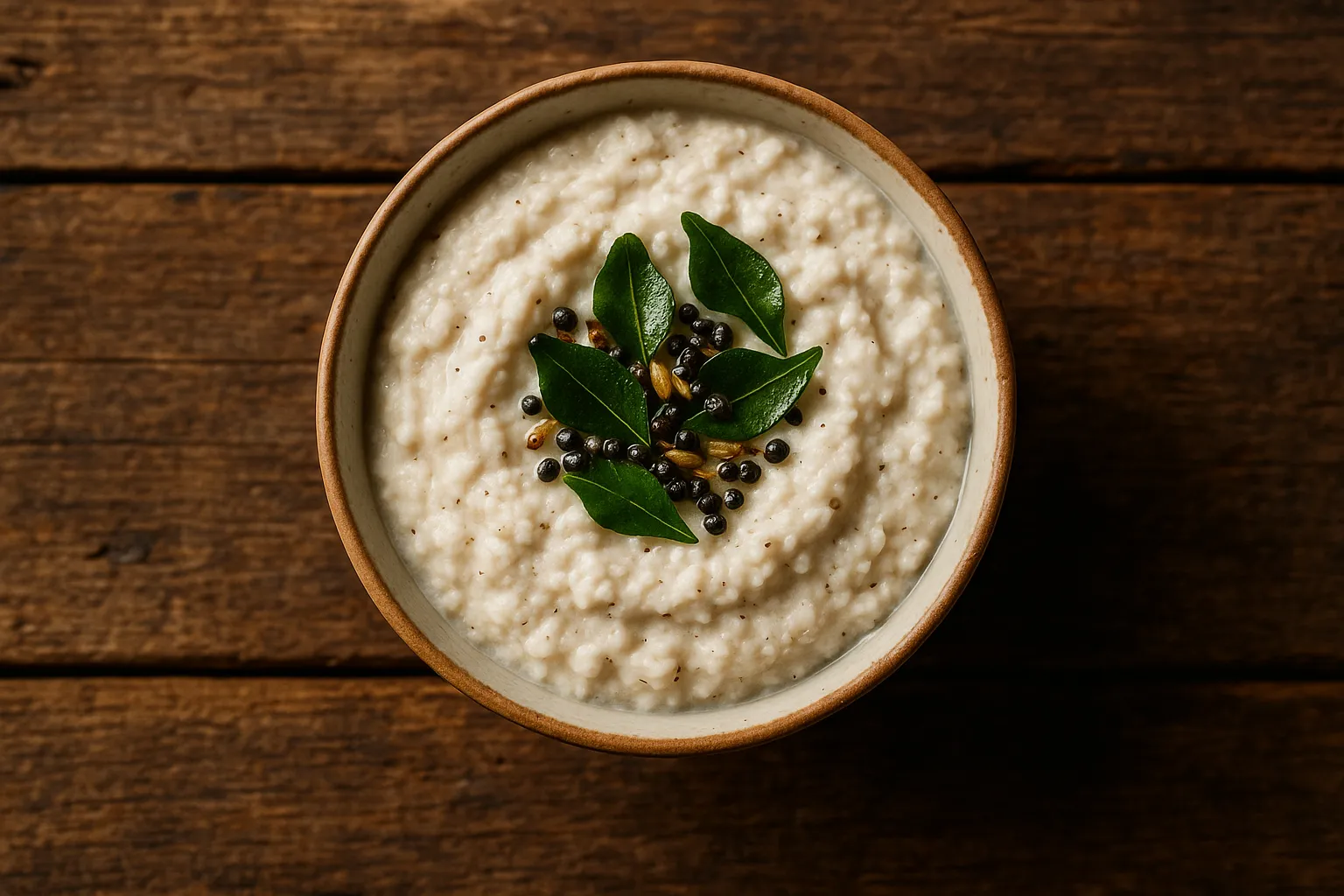 Chutney de coco frais sur table en bois rustique - 50 calories par 2 cuillères à soupe