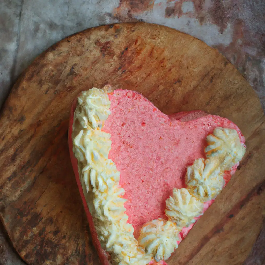 Fresh Crumbl Pink Velvet Heart Cake on rustic wooden table - 430 calories per slice