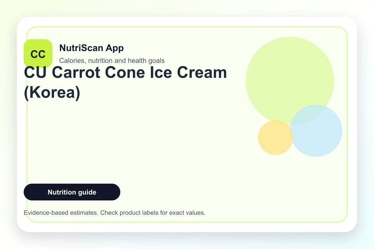 CU Carrot Cone Ice Cream from Korea — a hyperrealistic carrot-shaped monaka wafer cone with vanilla butter ice cream filling and chocolate soil crumble at the tip