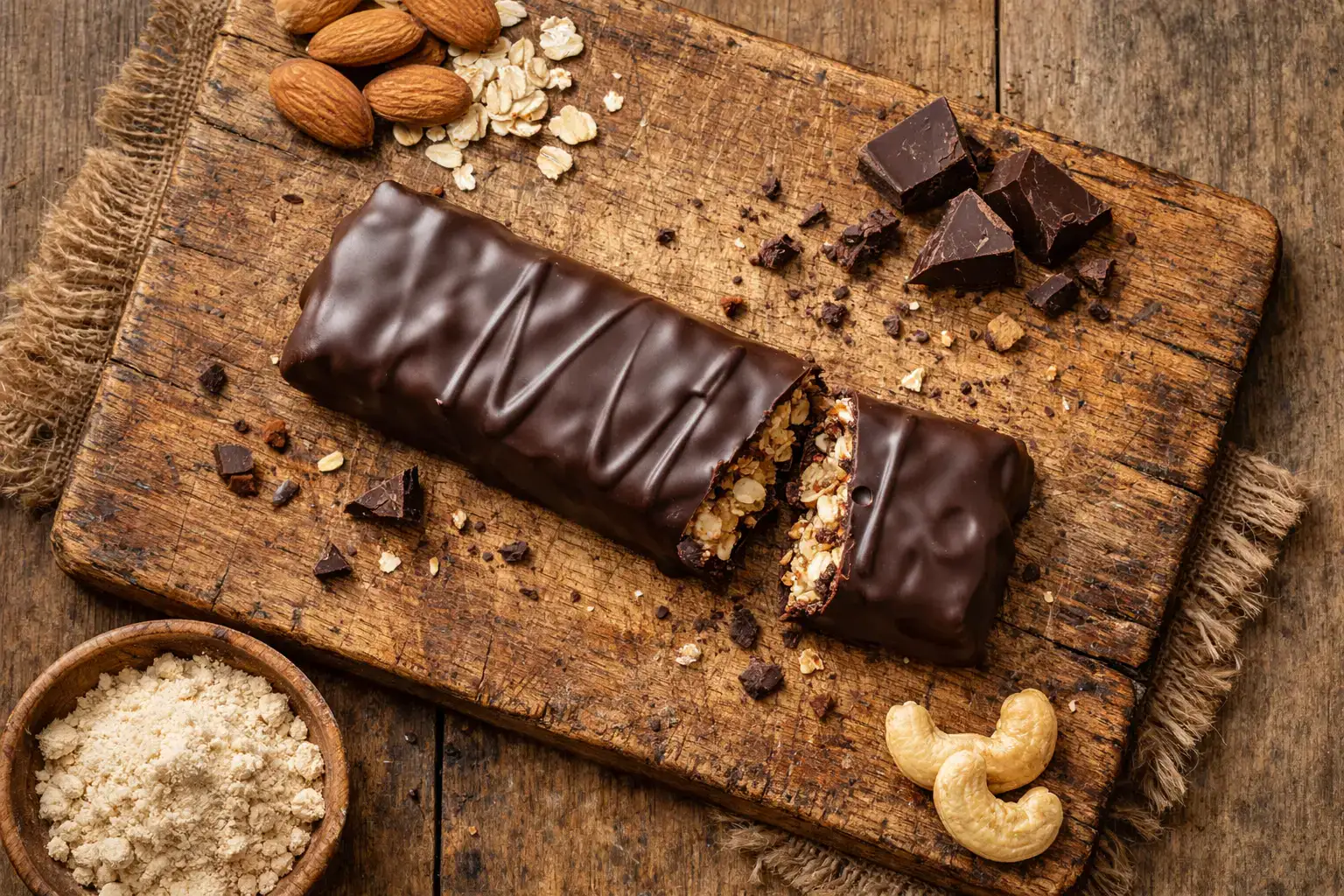 David Protein Bar on rustic wooden table - 150 calories per bar