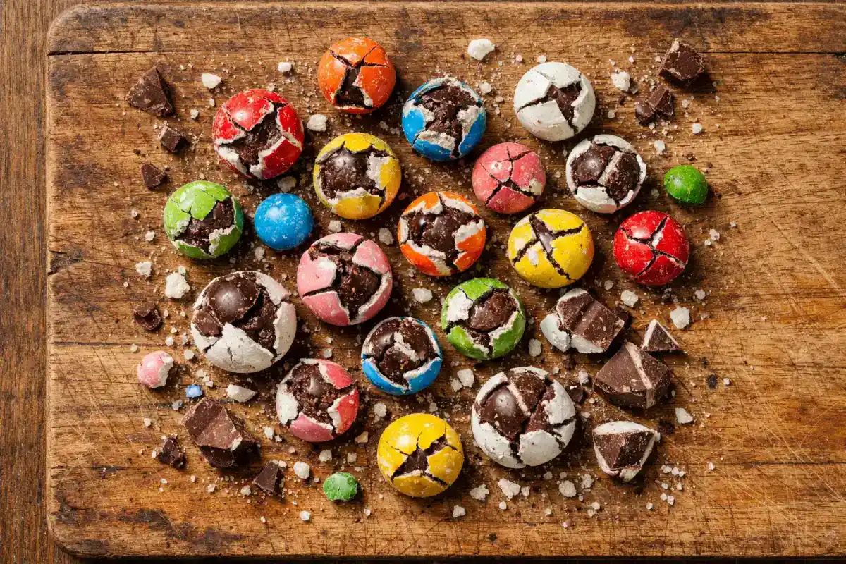 Freeze-cracked chocolate topping sobre tabla de madera rústica - 140 calorías por porción de 30 g