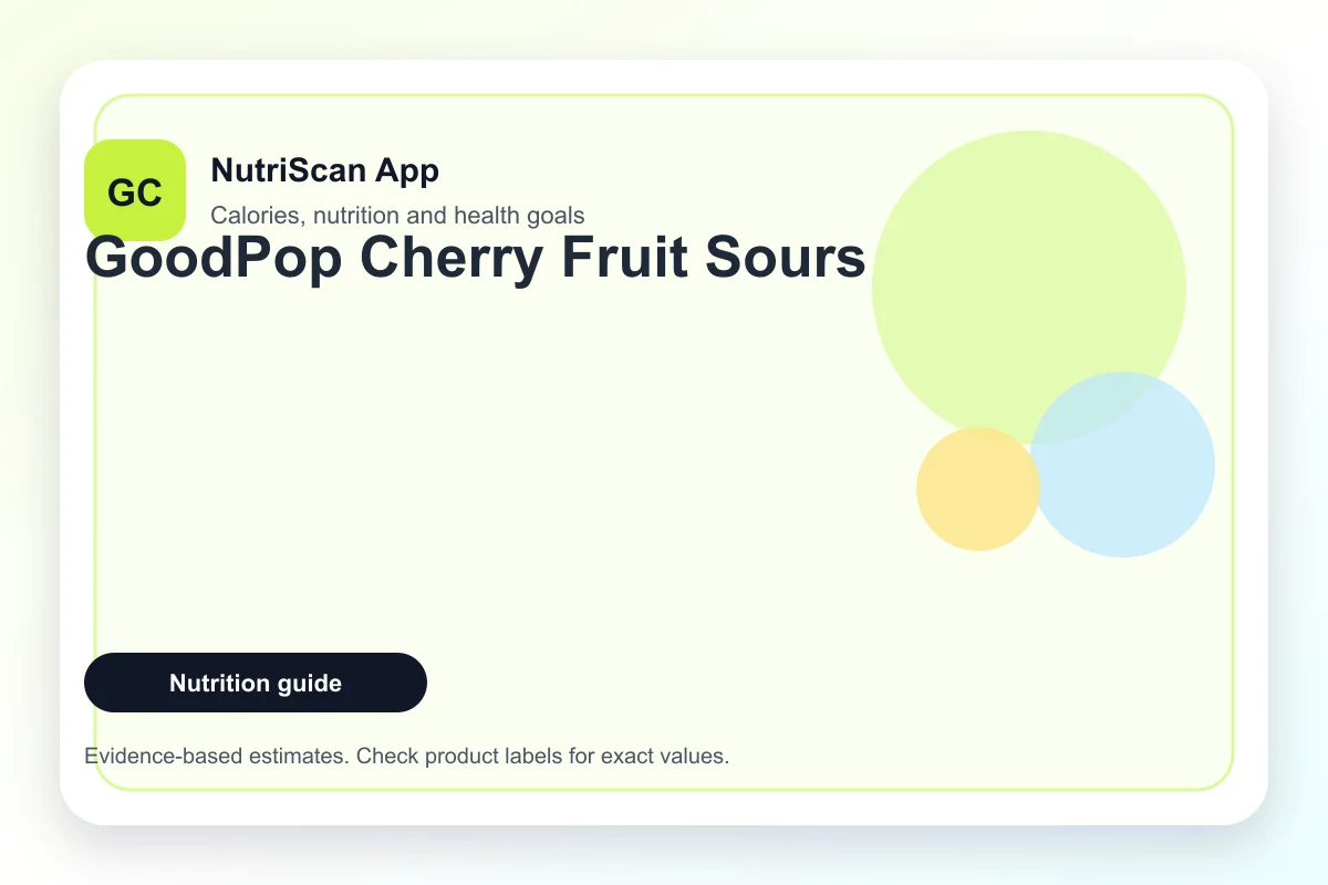 GoodPop Cherry Fruit Sours Frozen Pop on a white background showing the bright red cherry popsicle with sour candy coating