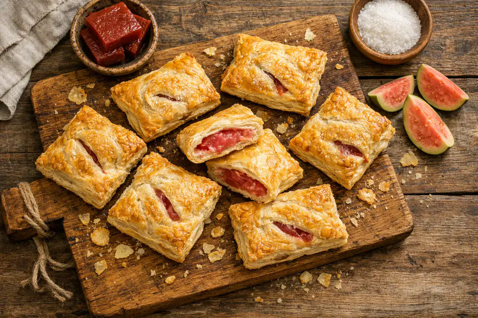 Guava pastelitos frais sur une table en bois rustique - 280 calories par pâtisserie