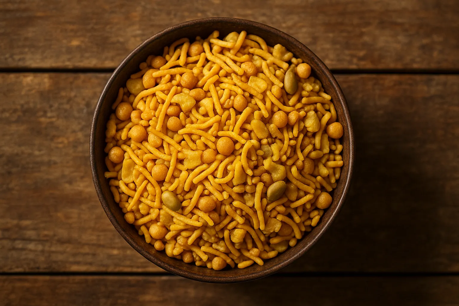 Fresh Haldiram's Khatta Meetha on rustic wooden table - 525 calories per 100g