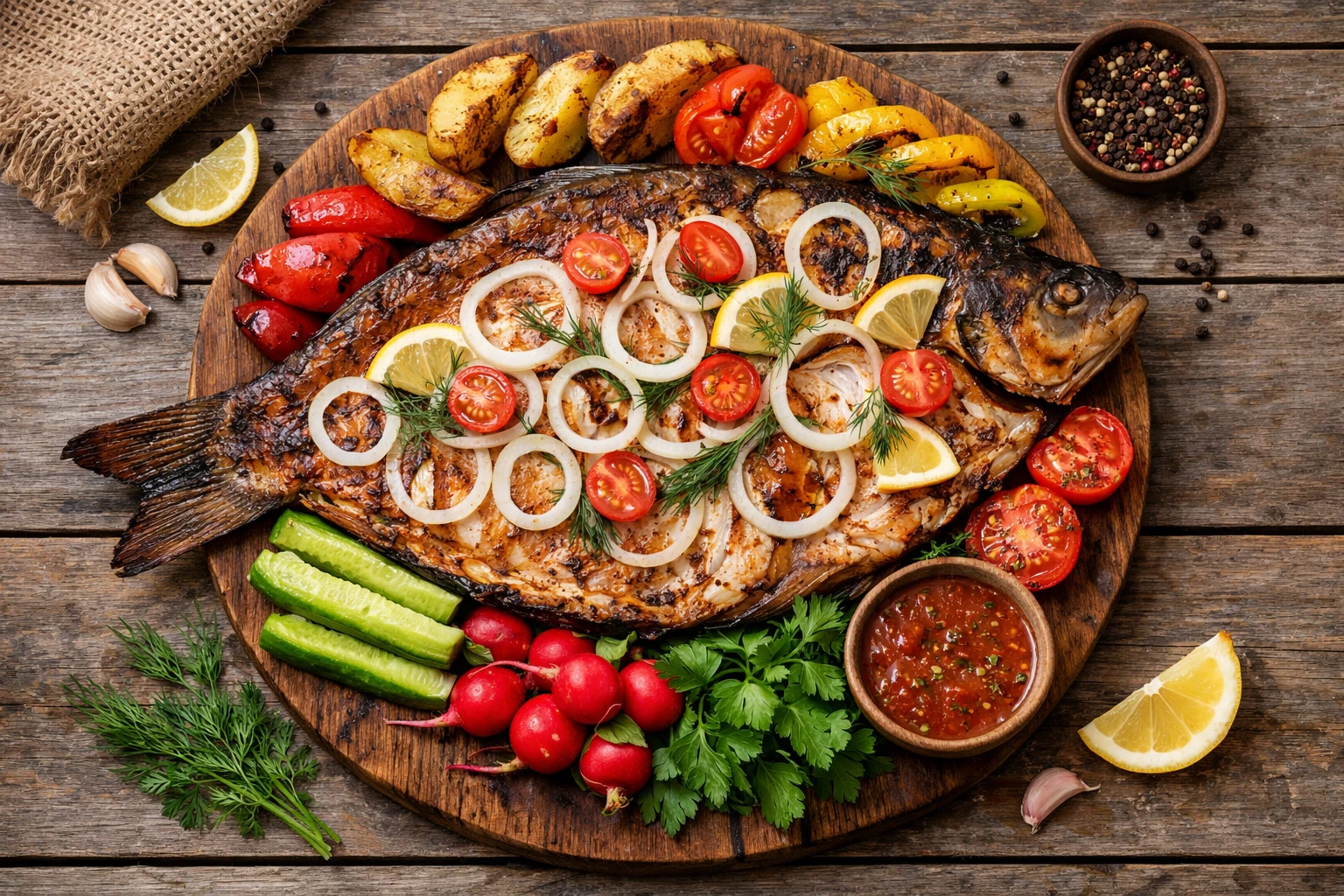 Koktal frais poisson fumé sur table en bois rustique - 220 calories par portion