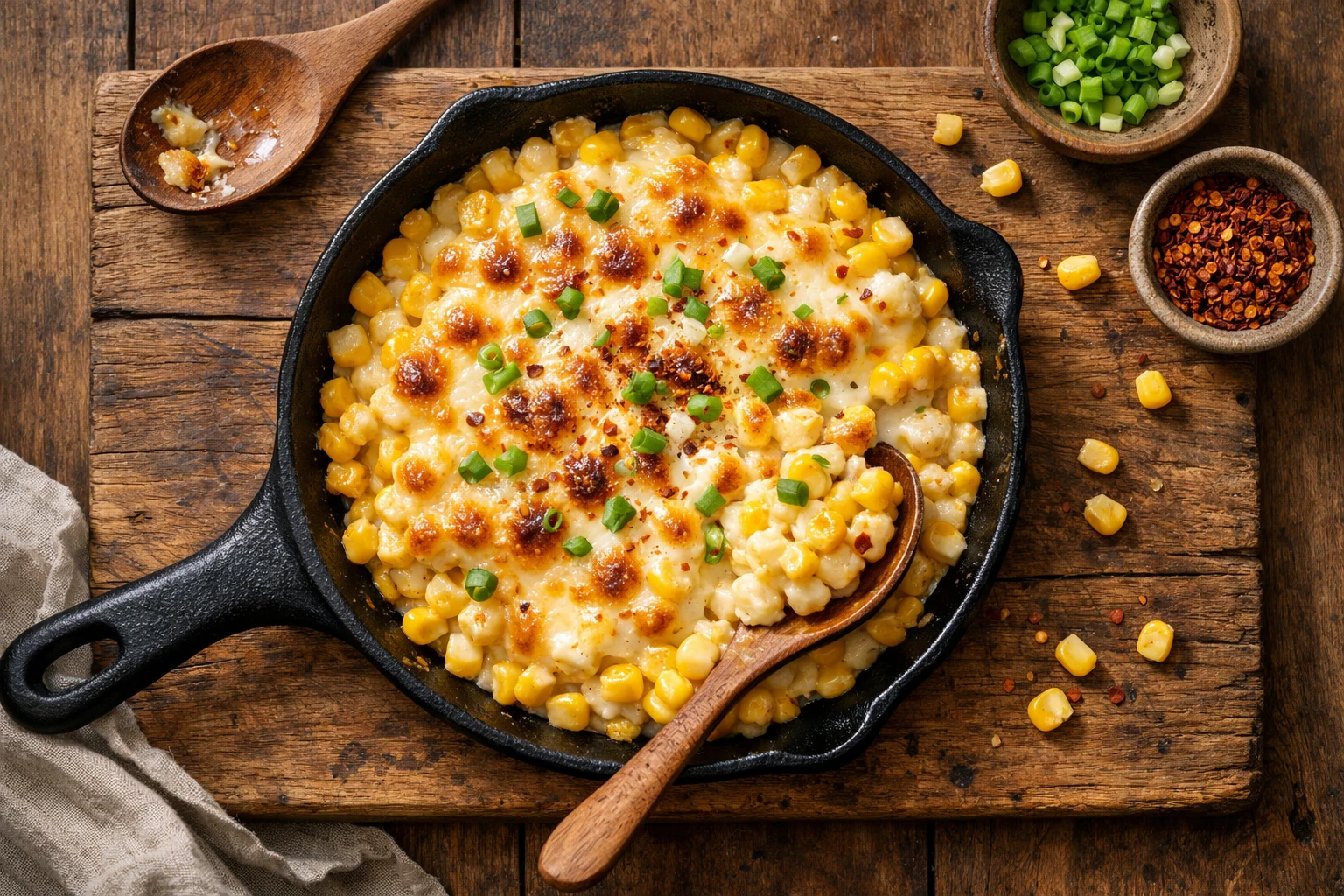 Koreanischer Käsemais in gusseiserner Pfanne - 180 Kalorien pro Portion