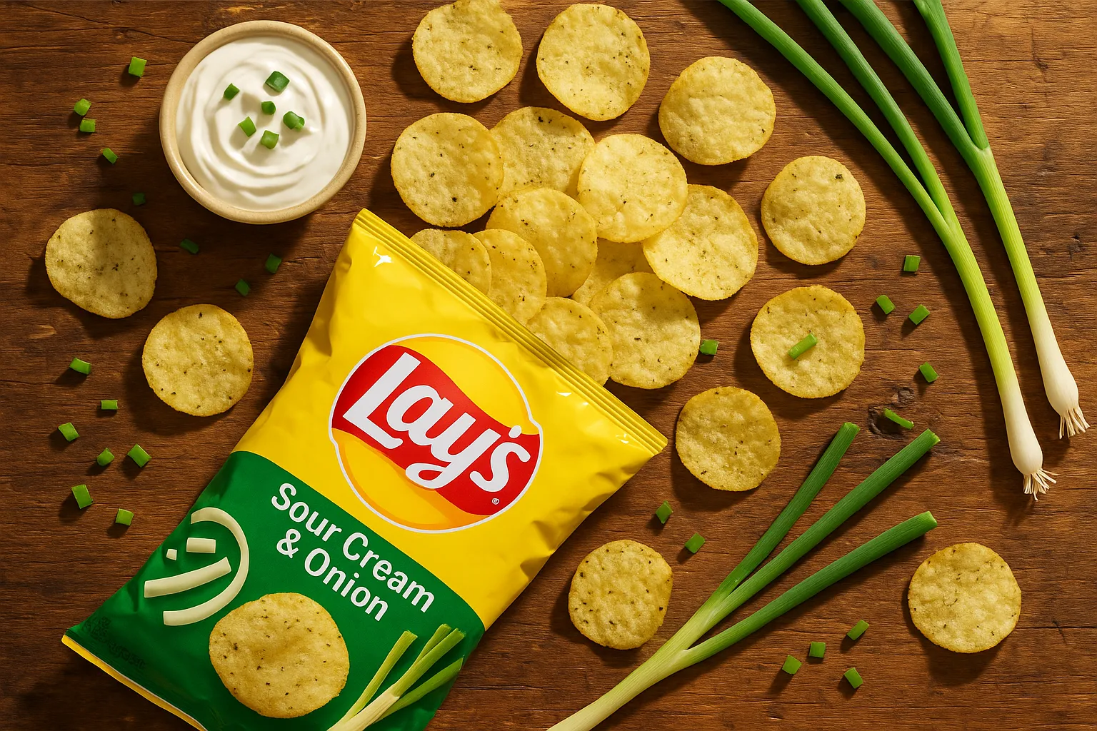 Lay's Sour Cream & Onion potato chips - 160 calories per serving