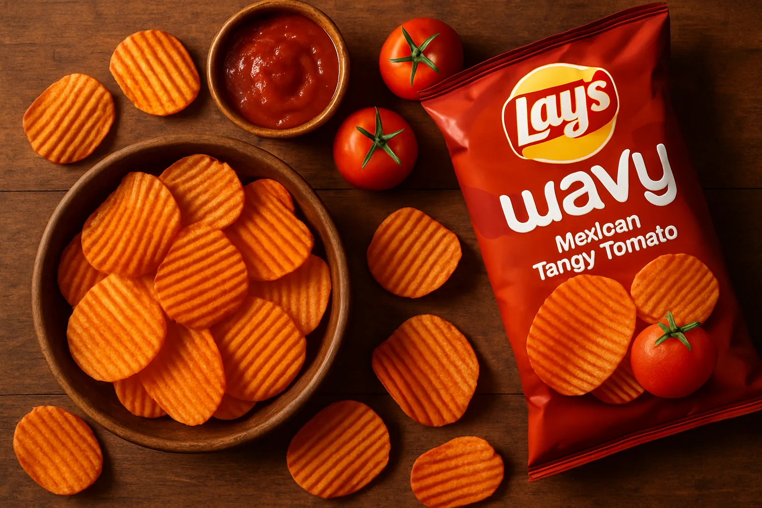 Lay's Wavy Mexican Tangy Tomato chips - 160 calories per serving