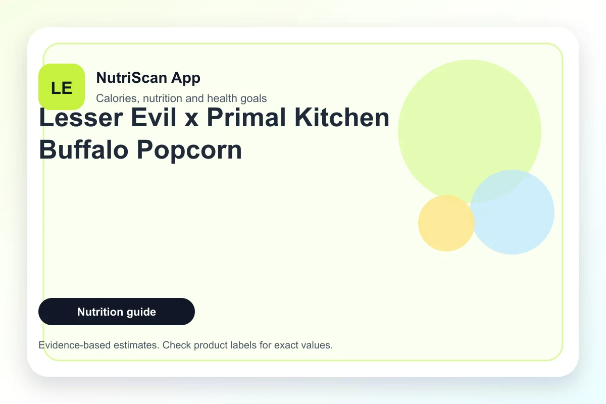 Lesser Evil x Primal Kitchen Buffalo Popcorn nutrition facts and calories