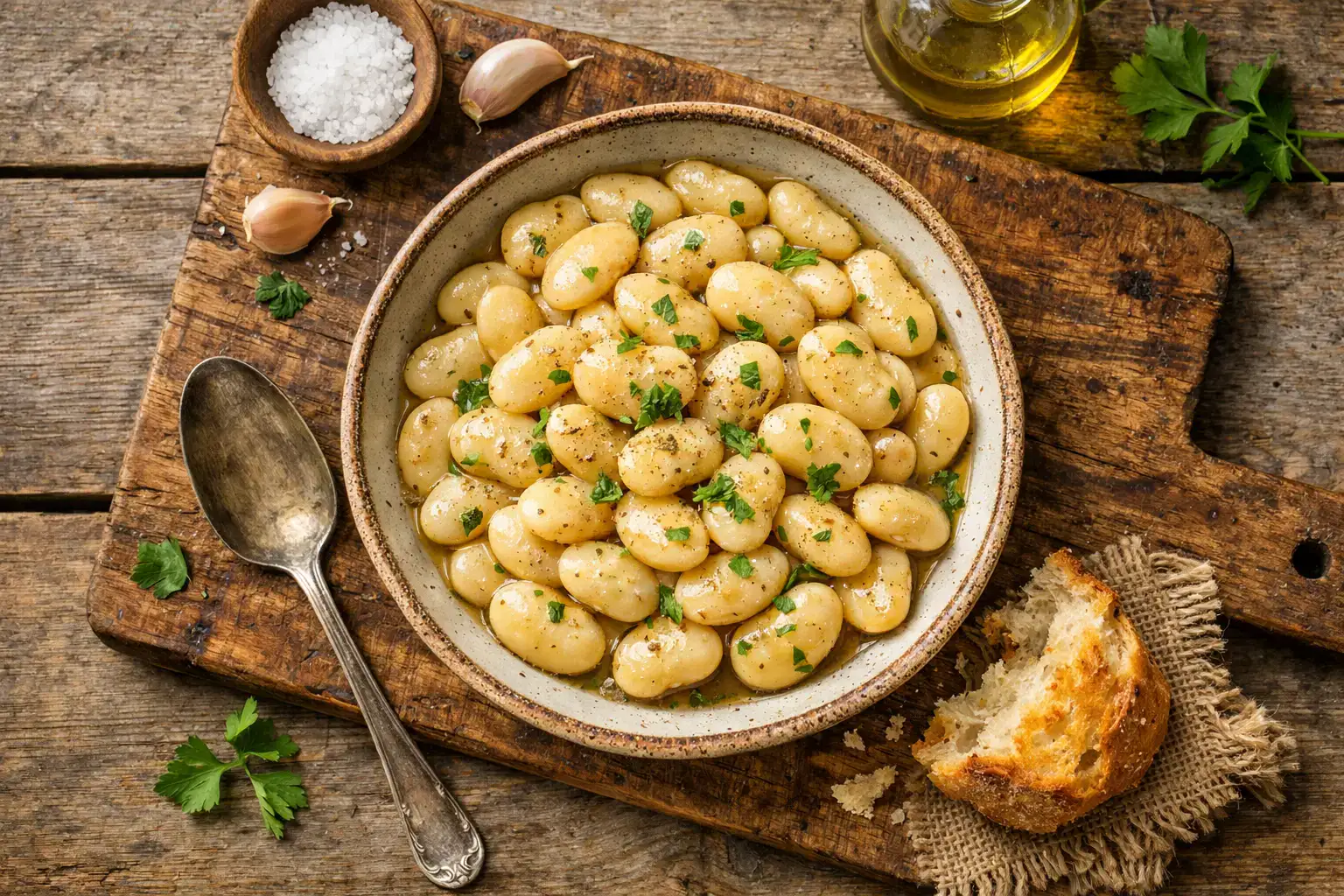 Haricots de Lima frais sur une table en bois rustique - 115 calories pour 100 g