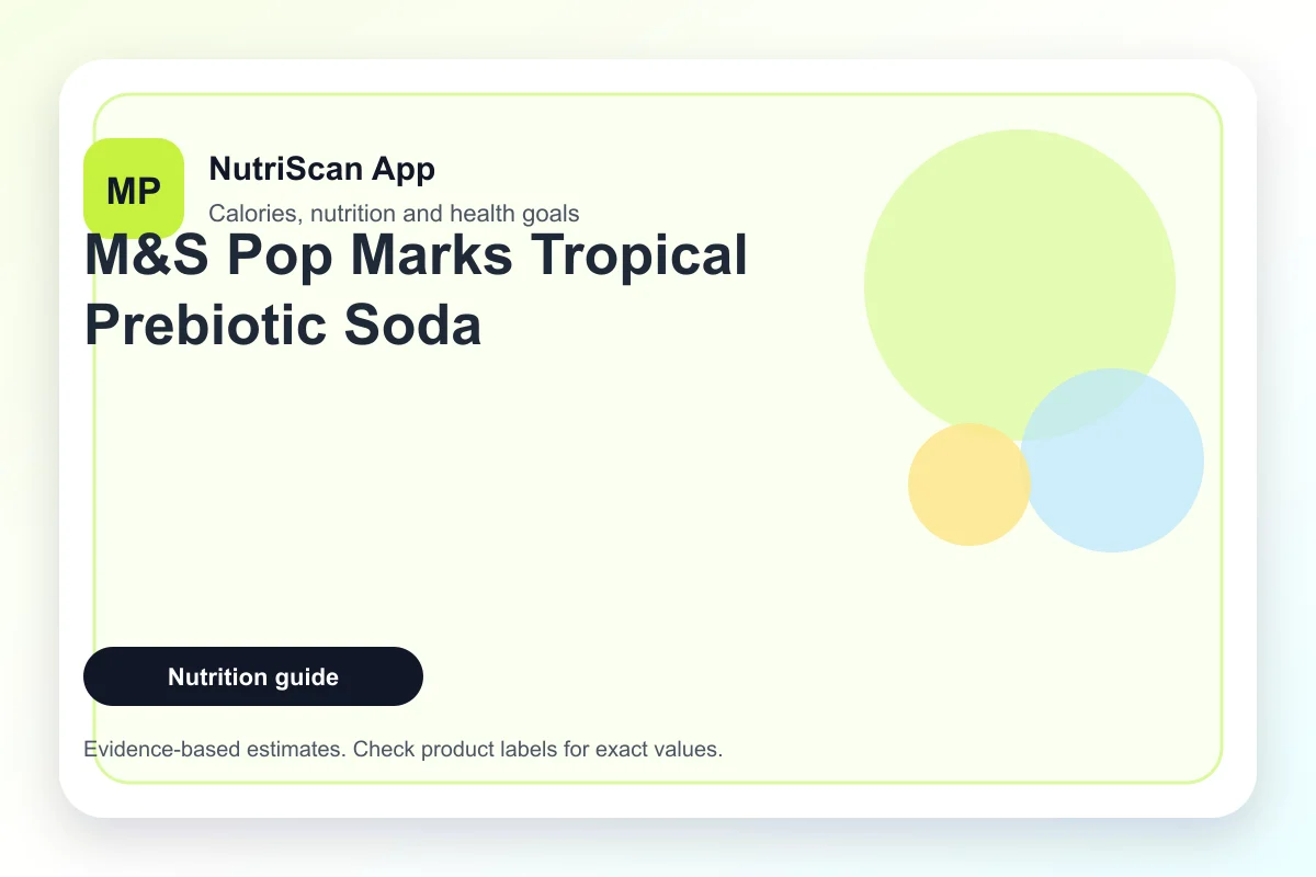 M&S Pop Marks Tropical Prebiotic Soda can with tropical fruit nutrition facts