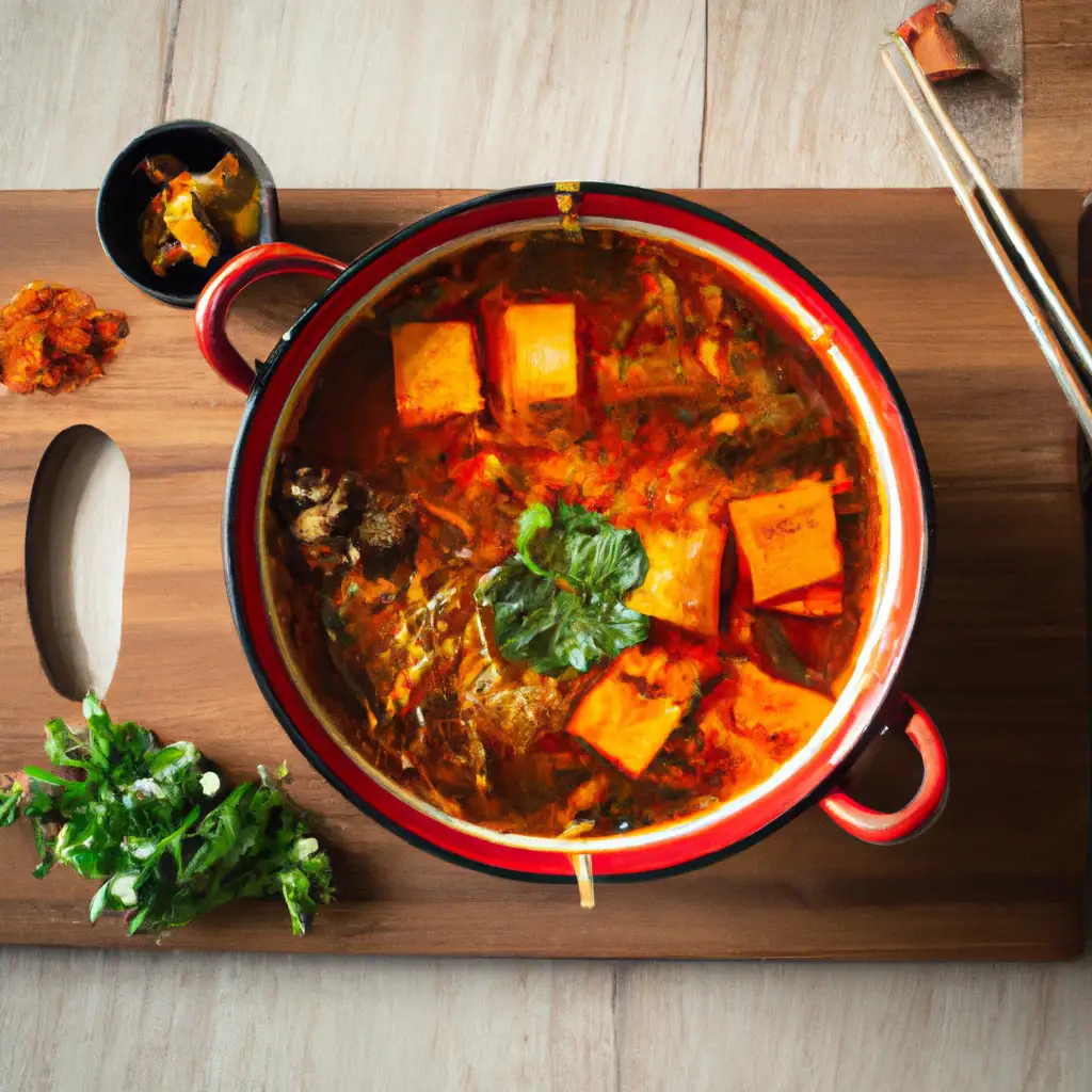 Fresh malatang on rustic wooden table - 500 calories per standard bowl