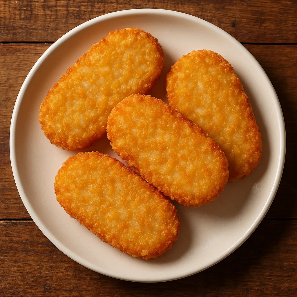 McDonald's Hash Browns on white plate - 150 calories per serving
