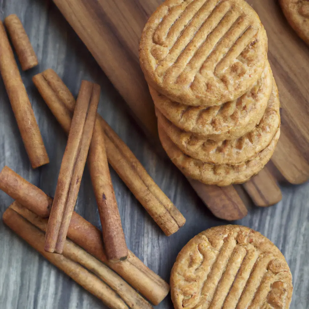 Fresh McVitie's Digestives The Light One Golden Cinnamon biscuits on rustic wooden table - 70 calories per biscuit