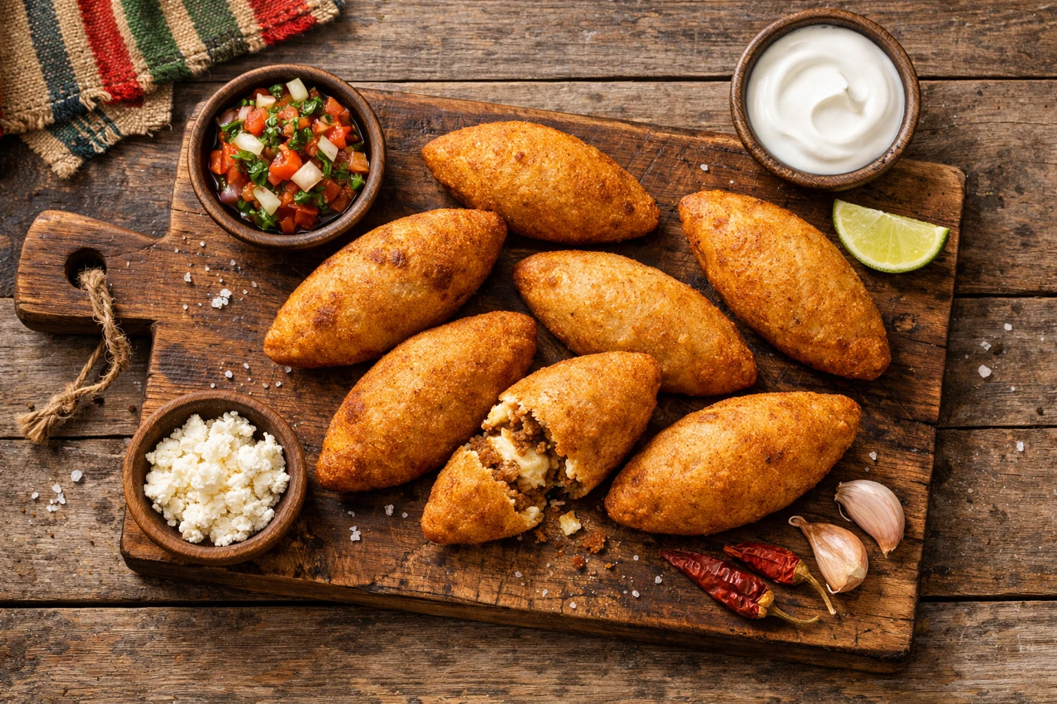 Fresh molote on rustic wooden table - 350 calories per piece