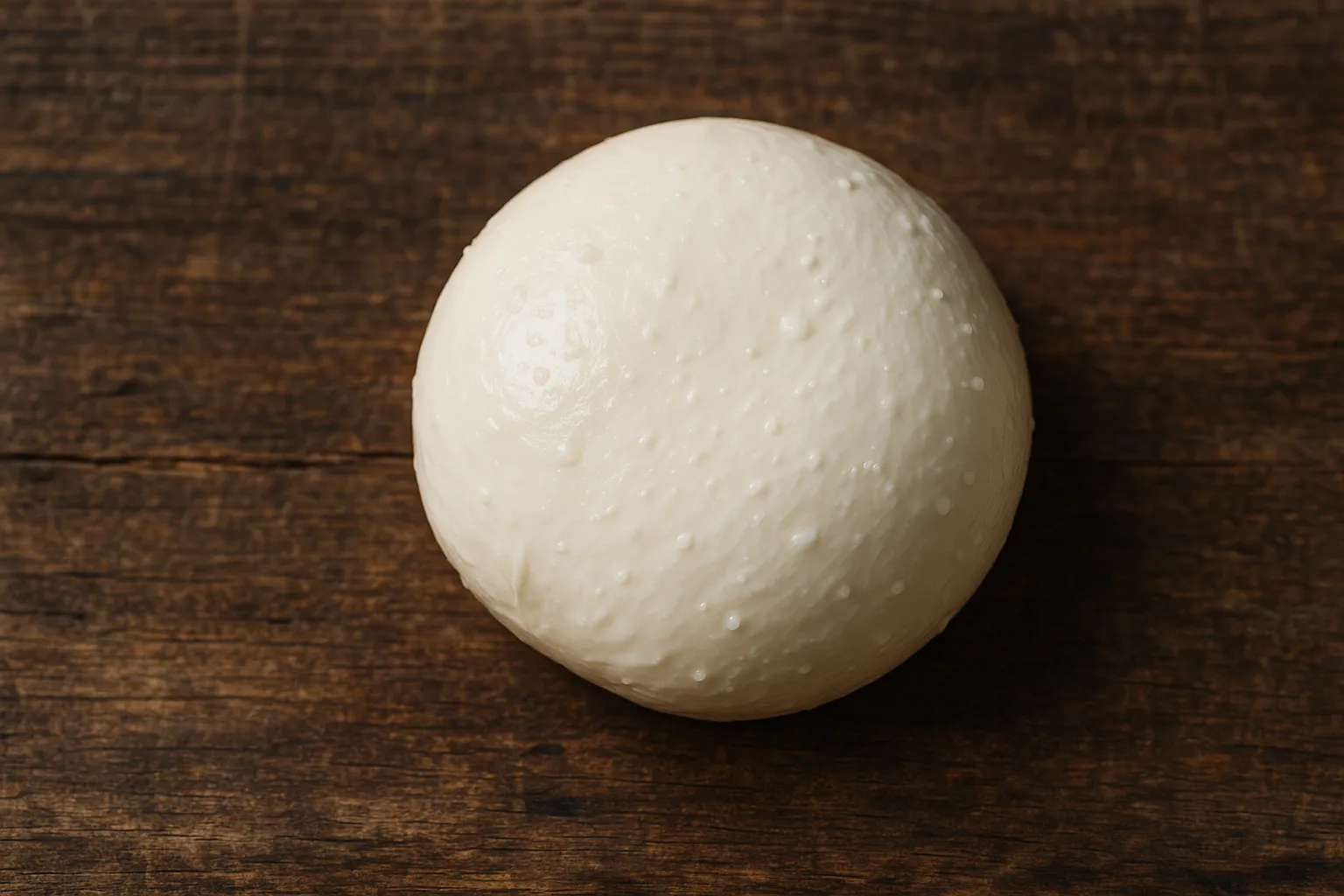 Fresh mozzarella cheese on rustic wooden table - 280 calories per 100g