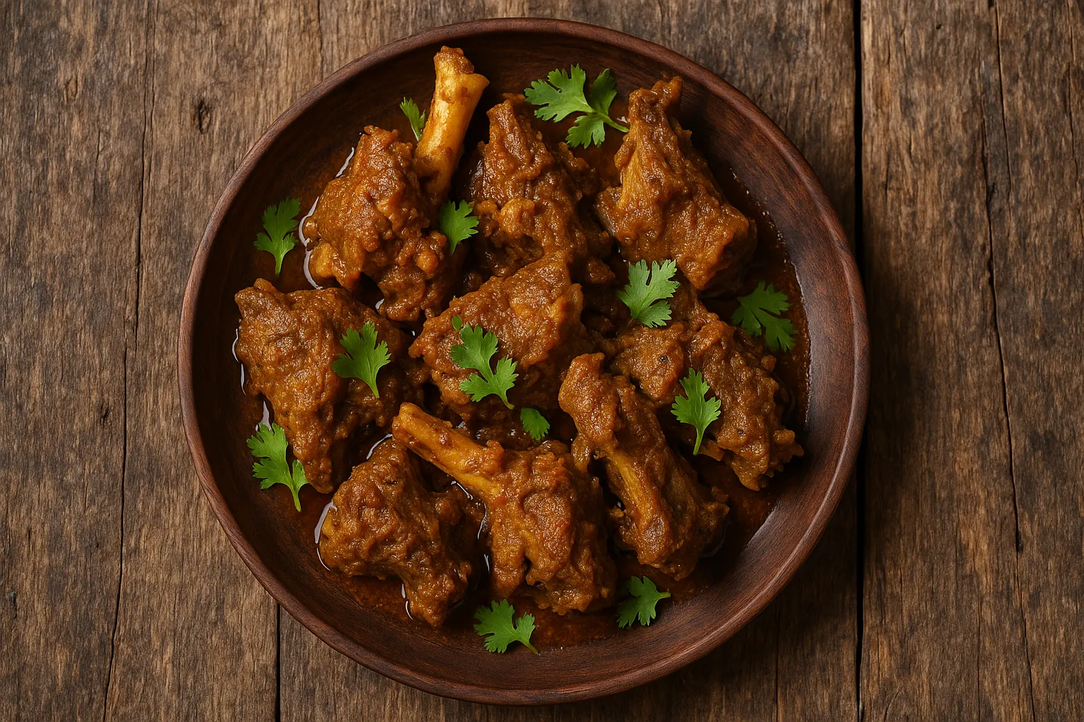 Fresh cooked mutton on rustic wooden table - 233 calories per 100g
