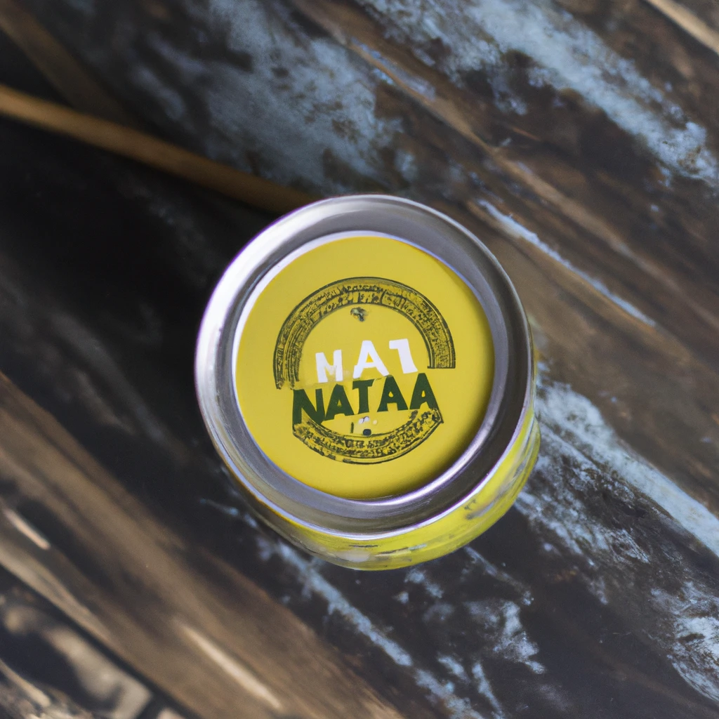 Fresh Ola Mate yerba mate drink can on rustic wooden table - 20 calories per 355ml can