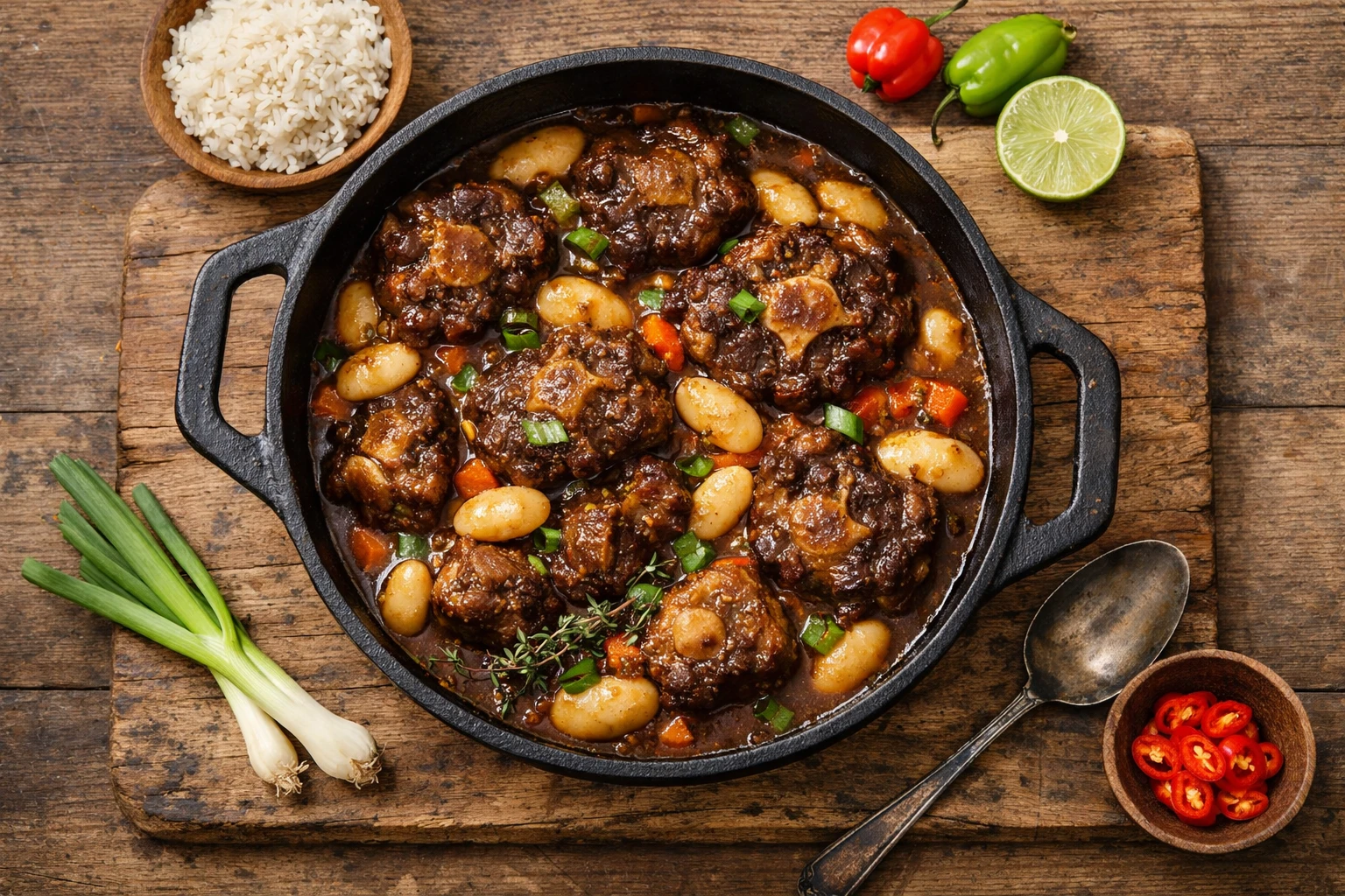 Estofado de rabo de toro jamaicano fresco - 420 calorías por porción