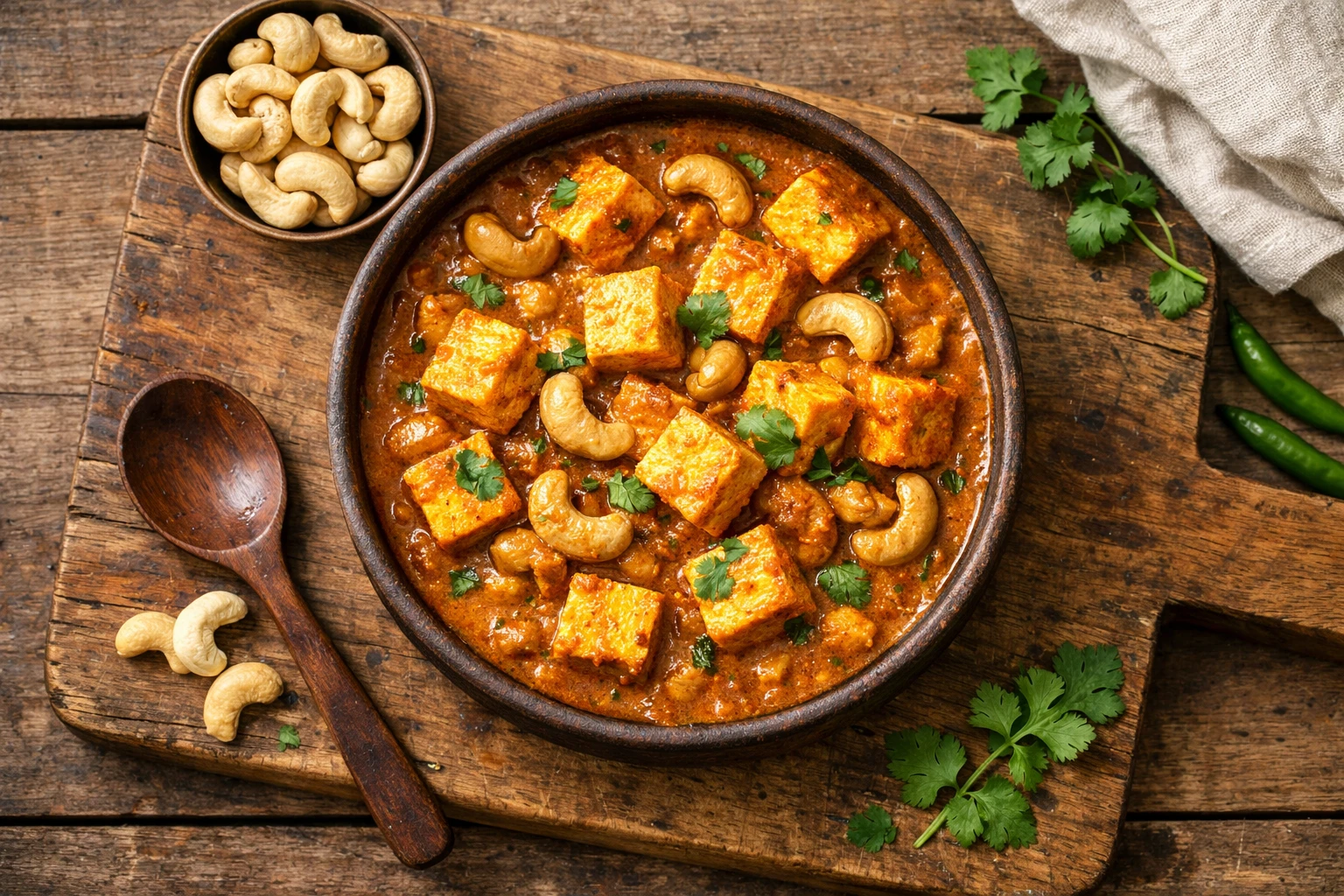 Paneer mit kaju Indian dish - creamy cottage käse mit cashews