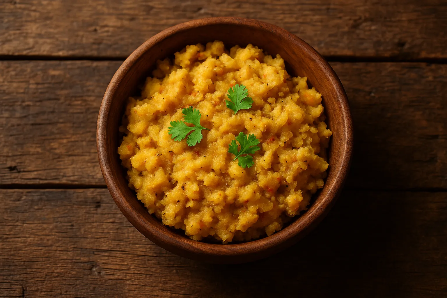 Fresh pani puri filling on rustic wooden table - 90 calories per 100g