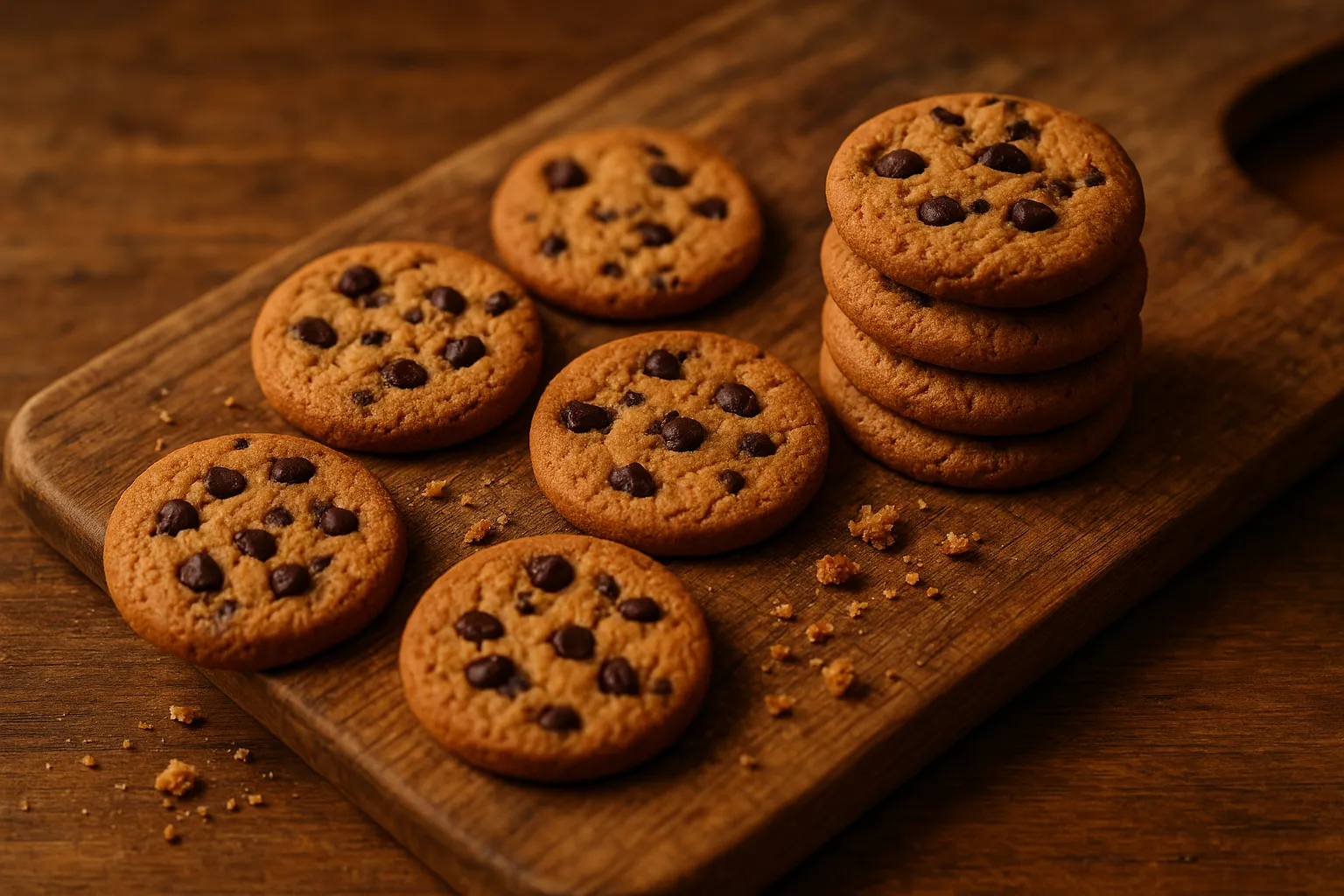Galletas Parle Hide & Seek con chips de chocolate sobre tabla de madera rústica - 121 calorías por 4 galletas
