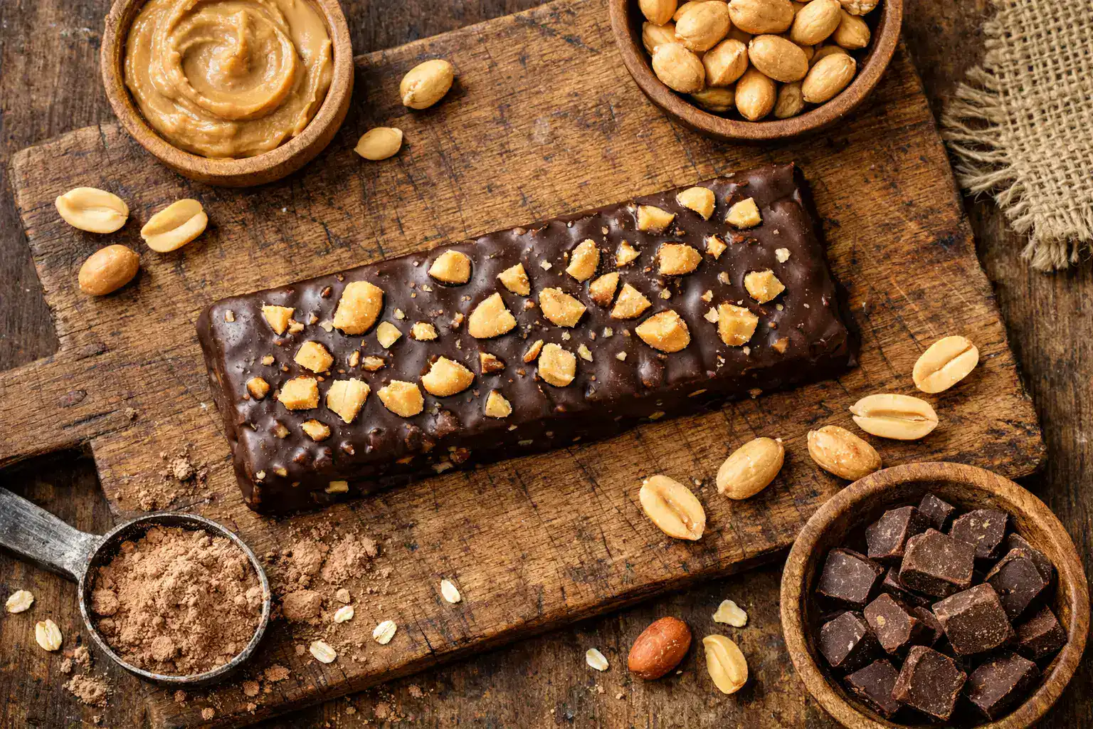 Fresh Promix Protein Bar on rustic wooden table - 200 calories per bar