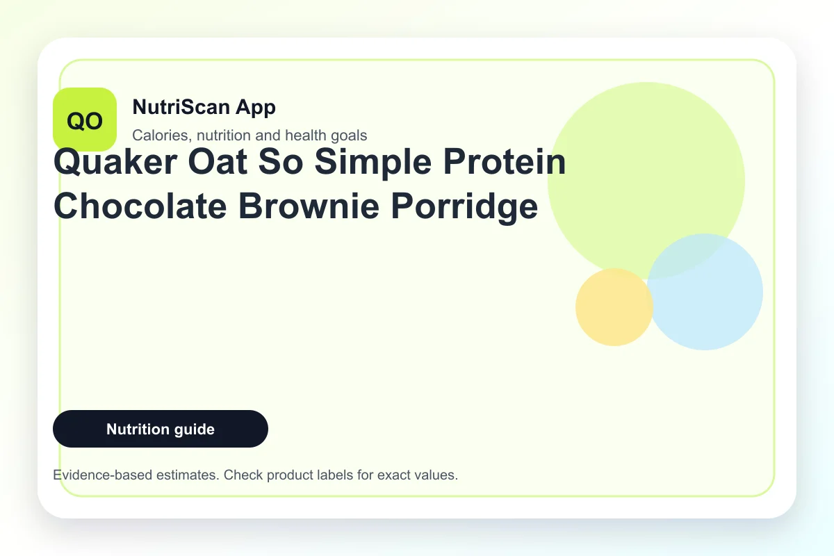 Quaker Oat So Simple Protein Chocolate Brownie Porridge sachet and bowl of prepared chocolate porridge on a wooden board