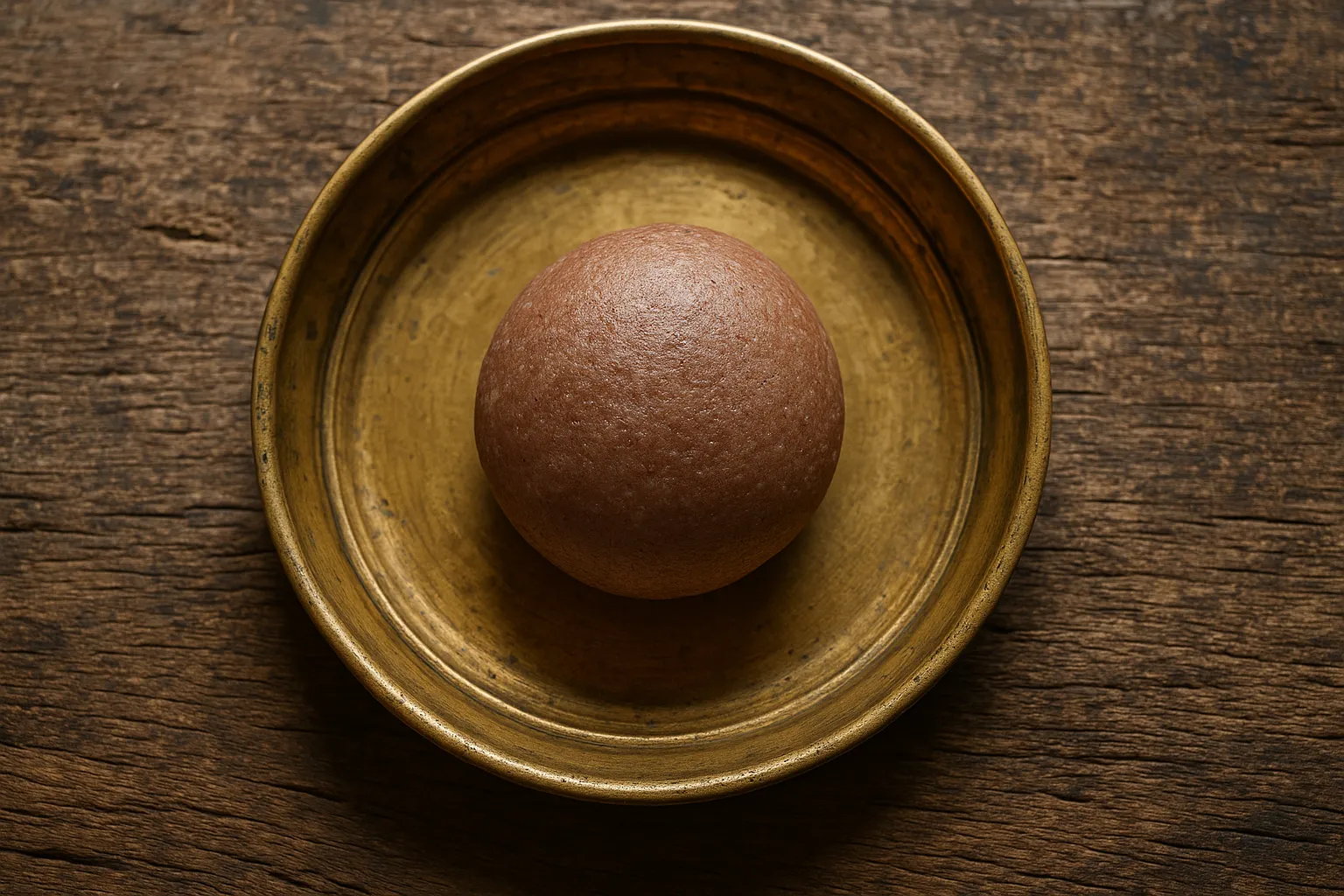 Fresh ragi ball on rustic wooden table - 295 calories per ball
