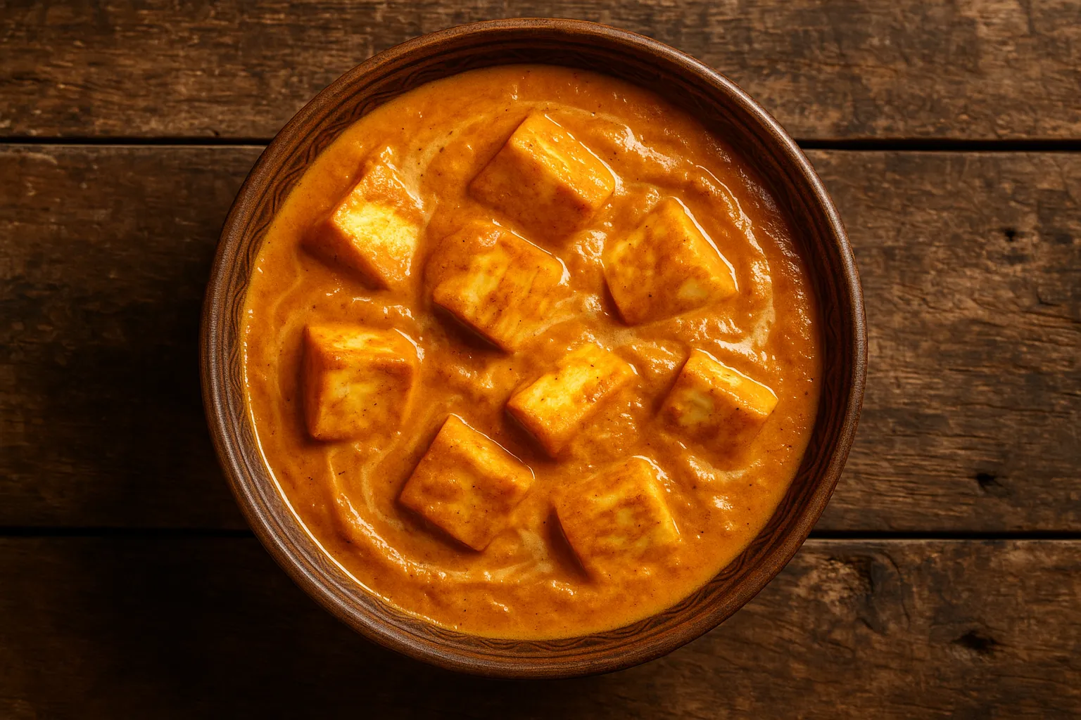 Fresh shahi paneer on rustic wooden table - 220 calories per serving
