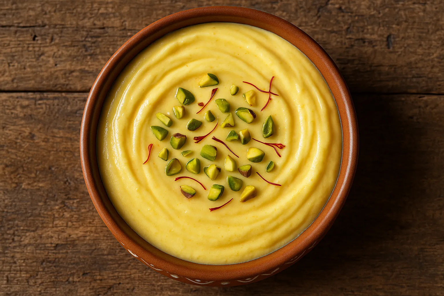 Fresh shrikhand on rustic wooden table - 270 calories per serving