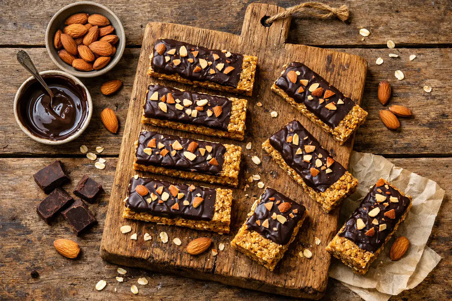 Simply Protein Crispy Bar vegana sobre mesa de madera rústica - 160 calorías por barra