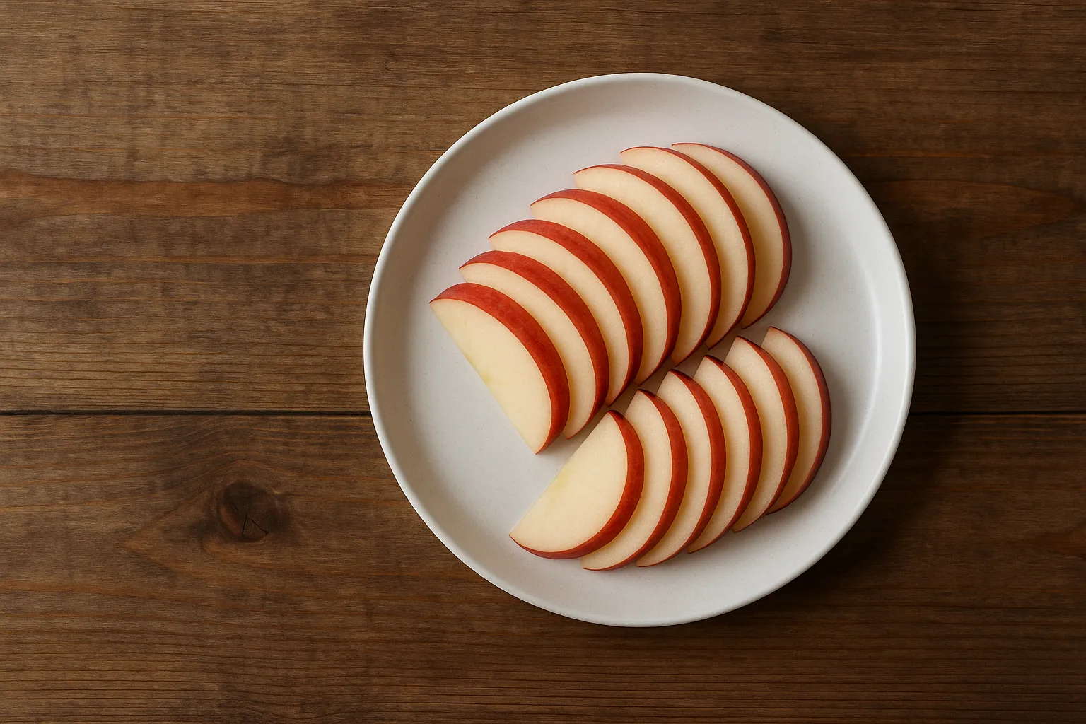 Fresh sliced apple on rustic wooden table - 95 calories per medium apple