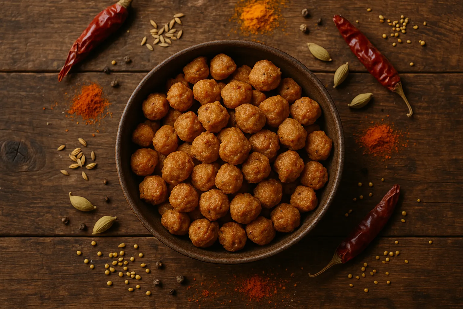 Fresh soya chunks on rustic wooden table - 172 calories per serving