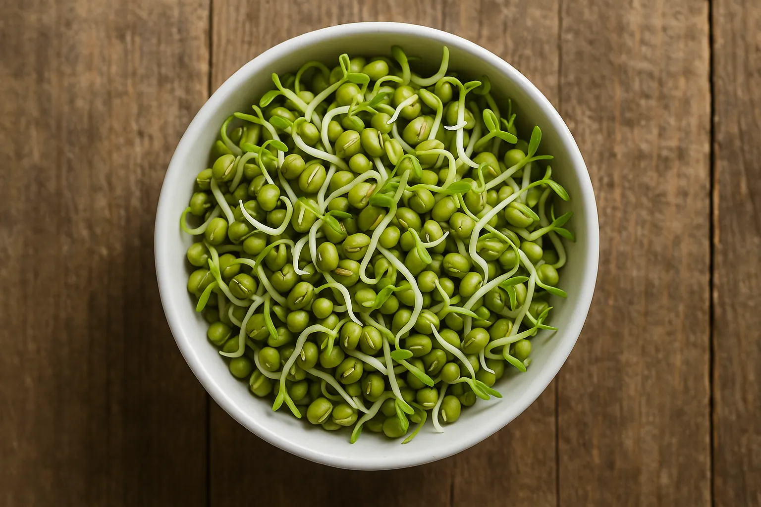 Fresh sprouted moong beans with tender green shoots - 35 calories per cup
